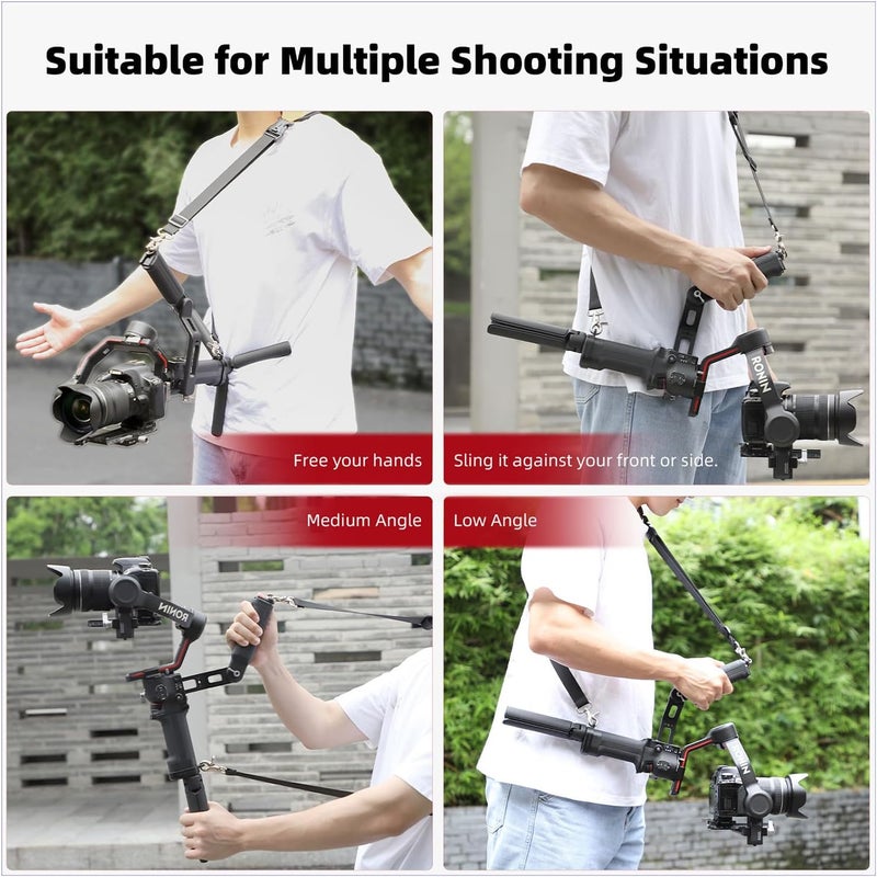 Cap Art Adjustable Shoulder Strap with 1/4" Screw Baseplate for DJI RS 3 / RS 4 / RS 4 Pro Gimbal Stabilizer, Hand Free Stress Relief Comfortable Soft Padding Ergonomic Design - Image 4
